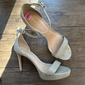 *BCBGENERATION* Silver x Gem Formal Ankle Strap Nala Platforms Size 11